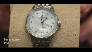 Discover Elegance Breitling Navitimer 32mm Ladies Watch with LabGrown Diamond Dial Review [upl. by Veal]