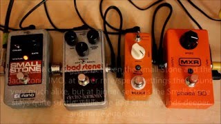 Phaser Shootout Part 1  About the difference between MXR and Electro Harmonix stlye phasers [upl. by Ogilvie]