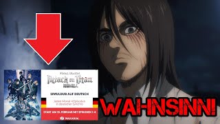 ⚡️UNGLAUBLICH Attack on Titan Staffel 4 schon auf DEUTSCH  Attack on Titan Final Season NEWS [upl. by Ileyan107]