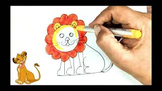 How To Draw A Cute Lion 🦁🦁art drawing lion kidsvideo [upl. by Ayifas130]