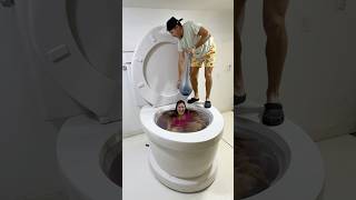 MEAN MAN TRICKED Me with Balloon Prank in the Worlds Largest Toilet shorts [upl. by Teresa678]