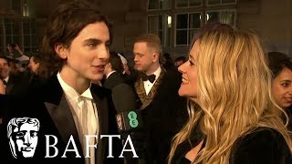 Timothée Chalamet Red Carpet Interview  EE BAFTA Film Awards 2018 [upl. by Eiznikam]