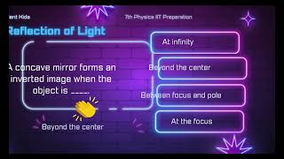 Reflection of Light  7th Physics IIT JEE Preparation  Fun Quiz for Kids  School physics MCQ Quiz [upl. by Hannis811]