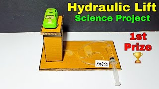 How to make hydraulic lift for science project  School science project hydraulic lift [upl. by Leugimesoj]