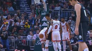 Giannis Disrespects Kelly Olynyk By Throwing The Ball At Him After Bullying Bucks vs Heat [upl. by Ynnavoj860]