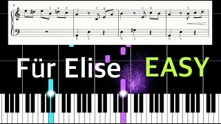 Für Elise EASY PIANO Tutorial  Beethoven FREE PDF [upl. by Richer806]