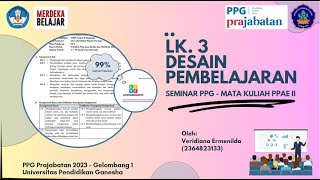 LK 3  DESAIN PEMBELAJARAN  SEMINAR PPG  MATA KULIAH PPAE II  PEMBELAJARAN BERDIFERENSIASI [upl. by Anawit]