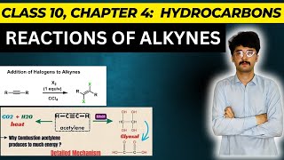 Reactions of alkynes halogenation oxidation of alkynes by KMnO4  chapter 4 class 10 [upl. by Xed]