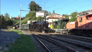 🇨🇭 Eb 35 5810 Habersack mit einem Fotozug bei der Einfahrt in Sumiswald Grünnen [upl. by Colner]