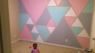 DiY How to paint a geometric triangle accent wall [upl. by Harriman]