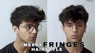 MESSY FRINGES HAIRSTYLE TUTORIAL without any product [upl. by Lynnell]