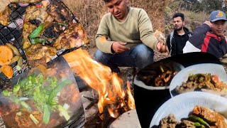 Tasty Spicy Chicken Gravy with Phapar ko DhidoEnjoying Bbq and Night view of Kaudada Pokhara [upl. by Bone]