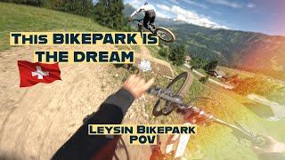 Leysin Bikepark full run  POV with Nikolaj Juhlsen [upl. by Atsirak]