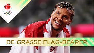 Canadian sprinter Andre De Grasse reacts to being named opening ceremony flagbearer  Paris 2024 [upl. by Alemat]