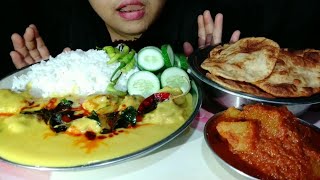 ASMR Kadhi Chawal Dul aloo Puri Indian food eating mukbang biggest messy eating Asma foodie [upl. by Koral]