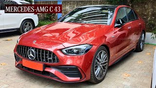 2023 Mercedes AMG C43 Sedan  PATAGONIA RED Color  Exterior Walkaround  4k Video [upl. by Paige399]