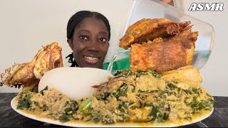 Fufu and Egusi soup mukbang  African food eating  African Fufu asmr  mukbang eating sounds [upl. by Yeleak]