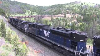 SD70MAC led coal train climbs Mullan Pass [upl. by Enylekcaj215]