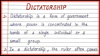 10 Lines on Dictatorship in English About Dictatorship [upl. by Haneekas]