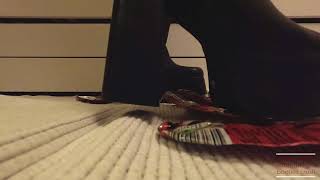 Platform High Heel Boots chunky heels trample crush cans asmr [upl. by Yliah]