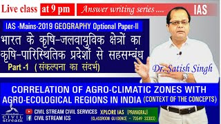 CORRELATION OF AGROCLIMATIC ZONES WITH AGROECOLOGICAL REGIONS IN INDIA ByDr Satish Singh [upl. by Lehteb670]