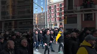 Napoli Fans storm the steet of Barcelona Barcelonavs Napoli fcbarcelona sscnapoli championsleague [upl. by Rednave]