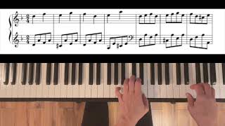 Thomas Attwood Sonatina No 3 Mvt 2 Easy 4 part piano tutorial and practice aid with full score [upl. by Delaney]