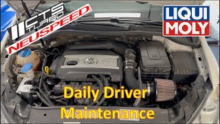 VW MK6 GTI Oil Change amp Neuspeed PFlo Air Filter Cleaning No Talking Just Wrenching [upl. by Bluefield]