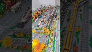 Passengers trains encounter in Railyard 🍂 legotrain legorailyard legocity legoland legoroom [upl. by Enilrac554]