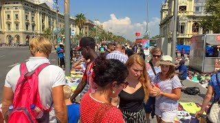 Barcelona’s La Rambla COMPLETE WALK from Catalonia Square to the Port [upl. by Orlov]