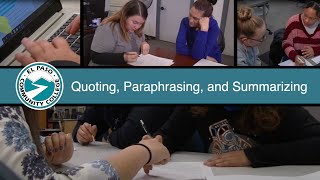 Writing Center Lessons Quoting Paraphrasing and Summarizing [upl. by Willmert]