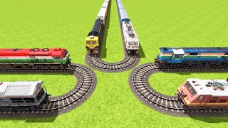 6 TRAINS OVERLAPPING ON THE THREE 180 DEGREE° SHARP TURNS RAILROAD ▶️ Train Simulator  CrazyRails [upl. by Kariotta]