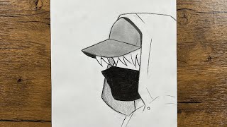 Easy to draw  How to draw anime boy wearing a hat easy stepbystep [upl. by Trebloc597]