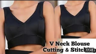 V neck blouse design cutting and stitching Magenta Blouse Cutting and stitching 👌👌 [upl. by Haelam]