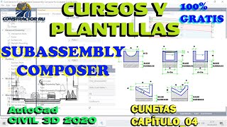 SUBASSEMBLY COMPOSER CIVIL 3DCAPÍTULO 04CUNETAS TRIANGULARES PAVIMENTACIÓNURBANAPISTASVEREDAS [upl. by Dragelin]