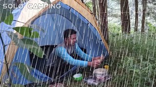 solo camping heavy rain and storms sleeping in a very comfortable and relaxing tent [upl. by Aneer]