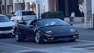 Beverly Hills Supercars Spotting Lamborghini DiabloFerrari F8 TributoLamborghini Huracan Tecnica [upl. by Rees130]