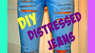 DIY Distressed Ripped Jeans [upl. by Sandro980]