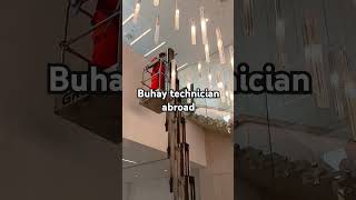 Buhay technician abroad High ceiling Firealarm smoke detector maintenance using manlift machine [upl. by Eillor726]