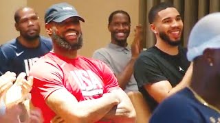 LeBron James emotional reaction to being 2024 US Olympic Flag Bearer 2024 Team USA Basketball [upl. by Fujio654]