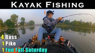 Kayak Fishing2  4 Bass 1 Pike  3rd Weekend Sept 2024 [upl. by Ramo]