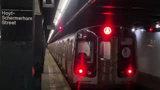 IND Fulton St Line R179 A train Leaving Hoyt Schermerhorn Street [upl. by Oicam]