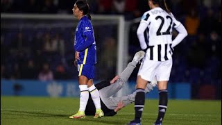 Sam Kerr Drops Pitch Invader  Chelsea v Juventus UCL match [upl. by Ydnys922]