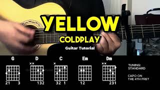 Yellow  Coldplay  Easy Guitar Chords Tutorial For Beginners CHORDS amp LYRICS guitarlessons [upl. by Musihc]