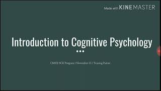 Introduction to Cognitive Psychology [upl. by Nedac]