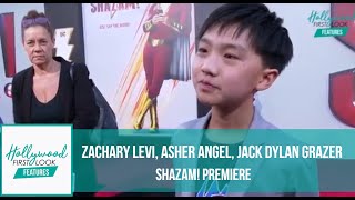 SHAZAM PREMIERE 2019  ZACHARY LEVI ASHER ANGEL JACK DYLAN GRAZER with RICK HONG [upl. by Lyrrad425]