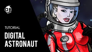 Pin Up astronauta de látex  ilustración digital  english subtitles [upl. by Oilerua671]