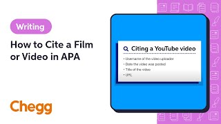 How to Cite a Film or Video in APA  Chegg [upl. by Chen]