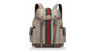 Gucci GG Supreme Medium Ophidia Double Buckle Backpack Beige Ebony [upl. by Hadleigh]