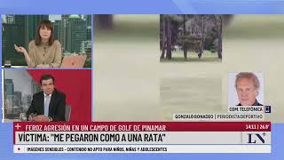 Pinamar feroz agresión en un campo de golf golpearon a una mujer con un palo por tomar mate [upl. by Annahs779]